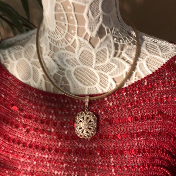 - rose gold color on omega with hanging cz pendan - Picture 5 of 5